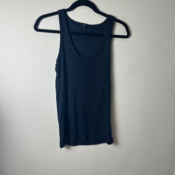 J. CREW Scoop Neck RIbbed Tank Top Black Size Medium - Picture 2 of 7